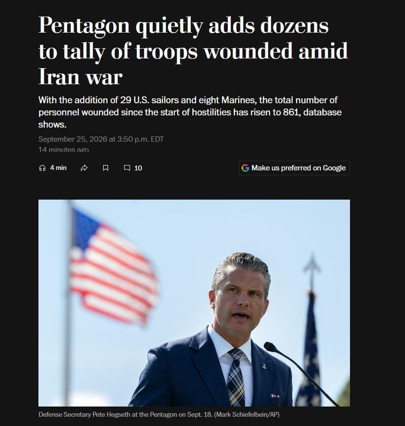 iranscreenshot's tweet photo. Once again, more U.S. sailors have been quietly listed as injured amid the Iran war. 
 
How is Iran wounding so many U.S. sailors and marines?

"Pentagon offering no public explanation for the newly added injuries." https://t.co/CcIJW0uBJ8
