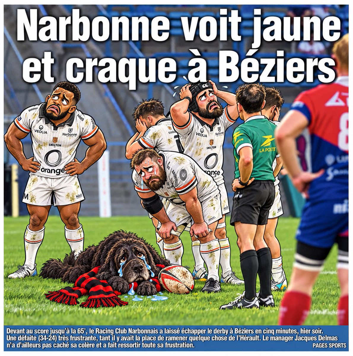 Cathare111's tweet photo. RUGBY À XV 🏉
Racing Club Narbonnais
Pro D2 - 5° journée.
Hier soir, le RC Narbonnais s'est incliné sur la pelouse de Béziers dans la première manche du derby (34-24).
Un match que les orange et noir auraient largement pu gagner...
#racingclubnarbonne
#rugbyprod2 https://t.co/uHY6VDyOqE