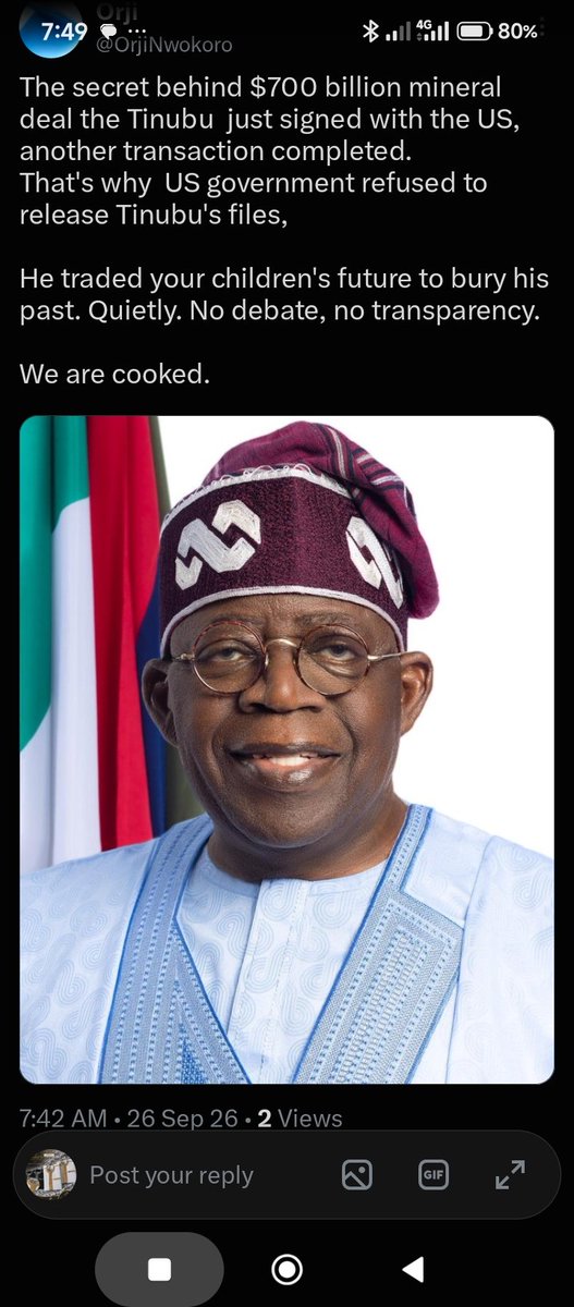 AbuUbayy1's tweet photo. Good morning, @OfficialDSSNG, @aleeygiwa, @PoliceNG, @TunjiDisu1, here is a citizen of Nigeria who goes by the handle,, @OrjiNwokoro deliberately spreading misinformation against the Commander-In - Chief of the Armed Forces, His Excellency, President Bola Ahmed Tinubu, @officialABAT.

Kindly invite him to submit evidences to buttress his claims or prosecute him according to the laws of the land.

Allowing misinformation against the office of the president under the guise of freedom of speech and expression is against the tenets of the constitution.

Thank you!!!