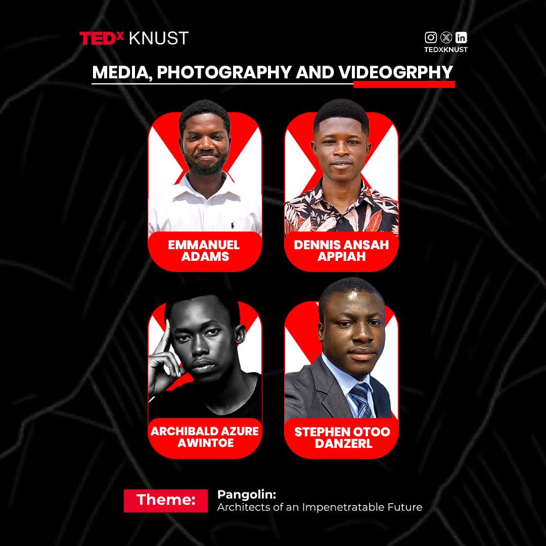 tedx_knust's tweet photo. IDEAS DESIGNED.
NOW WATCH THEM BE CAPTURED. 🎥

Introducing our Media, Photography and Videography Team, the lens architects, the shutter pangolins.

They don't just shoot. They translate ideas into frames that stop you, and moments that stay with you.

#TEDxKNUST https://t.co/gbBNtb529z
