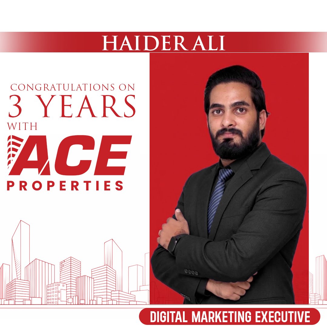 ACEPropertiesPK's tweet photo. Congratulations, Haider Ali, Digital Marketing Executive, on completing 3 years with ACE Properties. Your dedication, professionalism, and valuable contributions are sincerely appreciated.
#ACEProperties #WorkAnniversary #3YearsAtACE #TeamACEProperties #CareerMilestone #ACEGroup https://t.co/gk8pyoZLzM