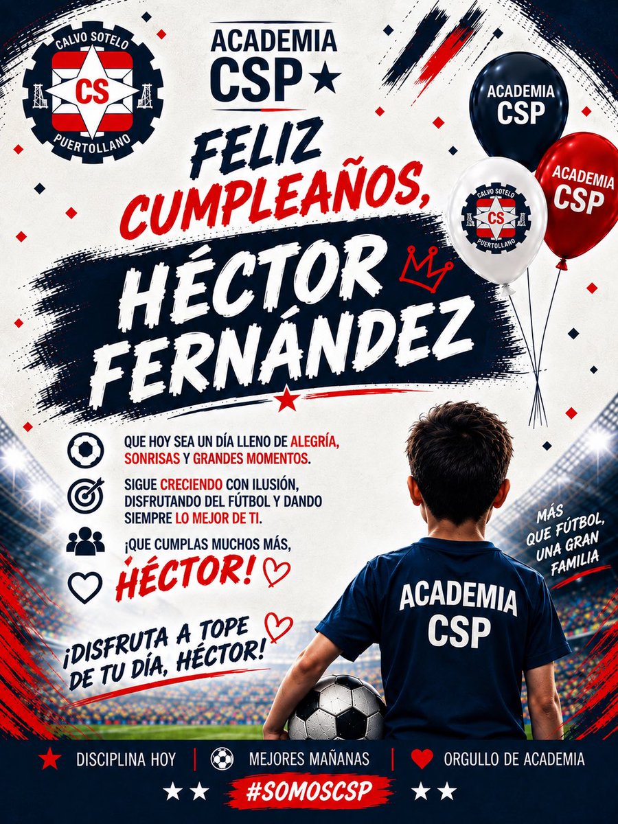 AcademiaCSP's tweet photo. 🎂⚽ ¡FELIZ CUMPLEAÑOS, HÉCTOR Y AITOR! 🎉

Desde la Academia CSP os deseamos un día lleno de alegría, sonrisas y grandes momentos. ❤️

Seguid creciendo, disfrutando del fútbol y luchando por vuestros sueños con ilusión y pasión. 💪⚽

🔵 A disfrutar a lo grande, campeones! https://t.co/cpi3SwHQBO