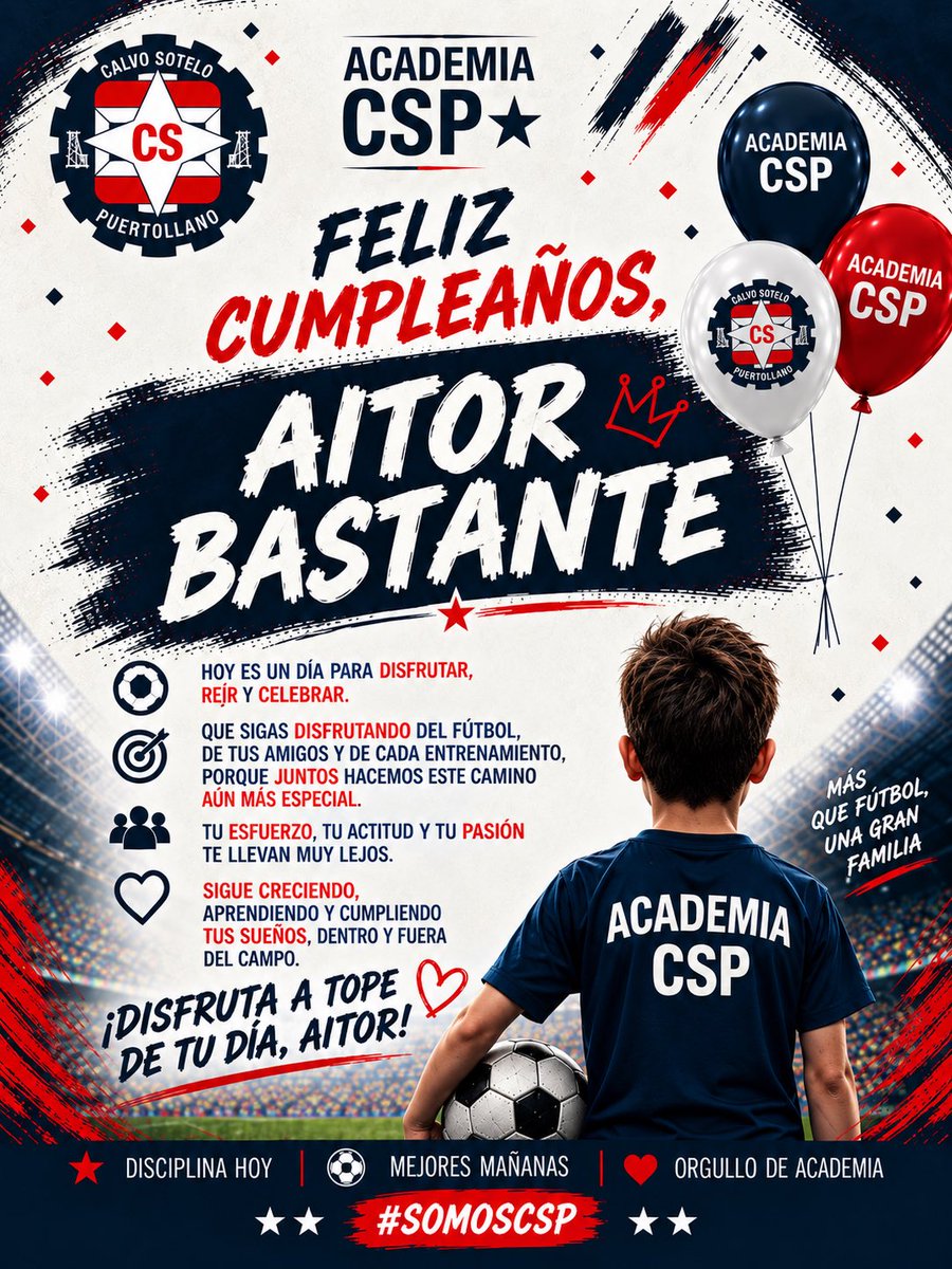 AcademiaCSP's tweet photo. 🎂⚽ ¡FELIZ CUMPLEAÑOS, HÉCTOR Y AITOR! 🎉

Desde la Academia CSP os deseamos un día lleno de alegría, sonrisas y grandes momentos. ❤️

Seguid creciendo, disfrutando del fútbol y luchando por vuestros sueños con ilusión y pasión. 💪⚽

🔵 A disfrutar a lo grande, campeones! https://t.co/cpi3SwHQBO