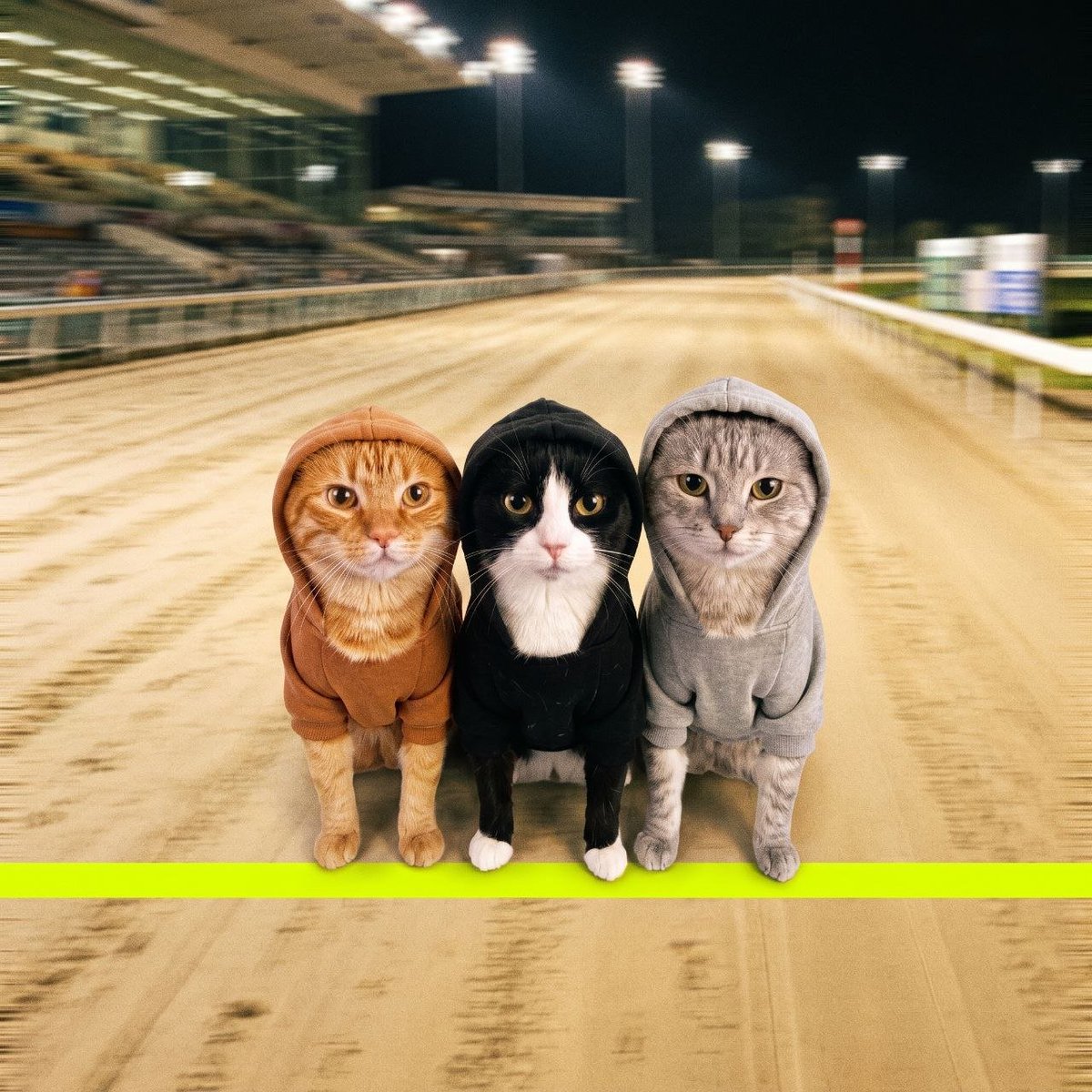 HoodCatsGang's tweet photo. Photo finish at the track, and they crossed the line together. https://t.co/CNmxAAJ3oa