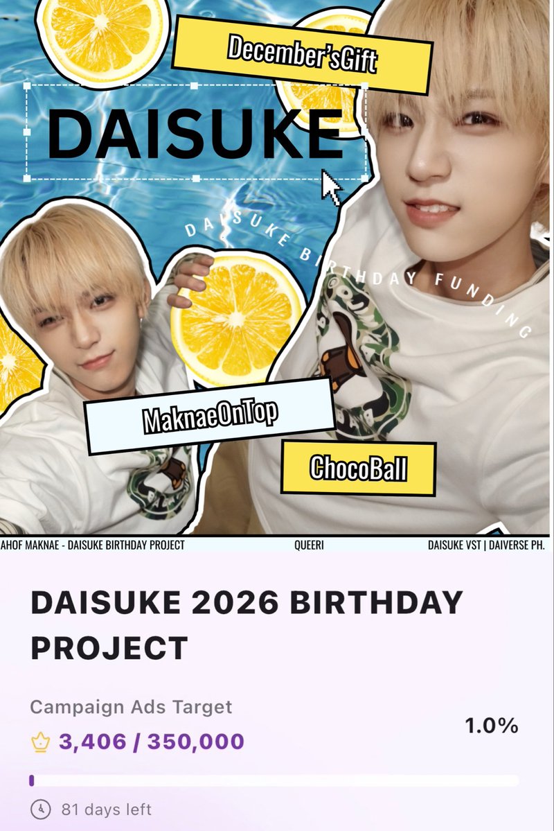 daisukevst's tweet photo. 【🗳 】QUEERI  | BIRTHDAY FUNDING SUPPORT 

Reminder to grind and drop your gold crowns for Daisuke’s birthday funding in Queeri! Thank you 🧸💛

❓️1 ad = 5 silver👑 | 2 silver 👑 = 1 gold 👑

🎯 350,000👑
🗓 Dec 17, 2026
🏆 Outdoor LED Sudirman Station, Jakarta

🔗 https://t.co/iVQjNBk8iX

#DAISUKE #다이스케 
#아홉 #AHOF