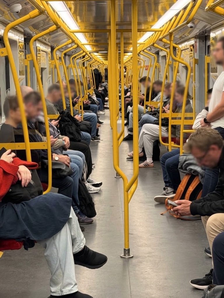 JacobKinge's tweet photo. Only in Poland do you see the metro filled only with respectful people minding their own business, no garbage litter all over the floors, nobody blasting weird music on speakerphone or smoking crack on the benches.

Here it’s safe and quiet. People keep to themselves, treat the space with respect, and leave it clean. 

Well done! This is what happens when you don’t flood your population with millions of third-world immigrants that don’t share any of the same values.