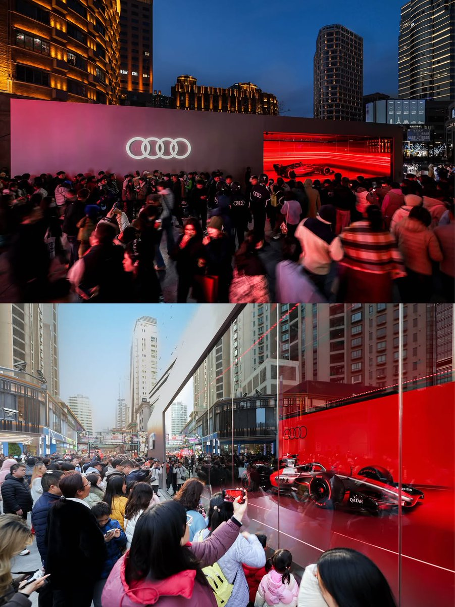 diverclaudia's tweet photo. Postcard sent from Shanghai 🇨🇳

I'm impressed by the enthusiasm shown for the Audi R26 and our two Formula 1® drivers here in China. https://t.co/P6OdxkbdQj