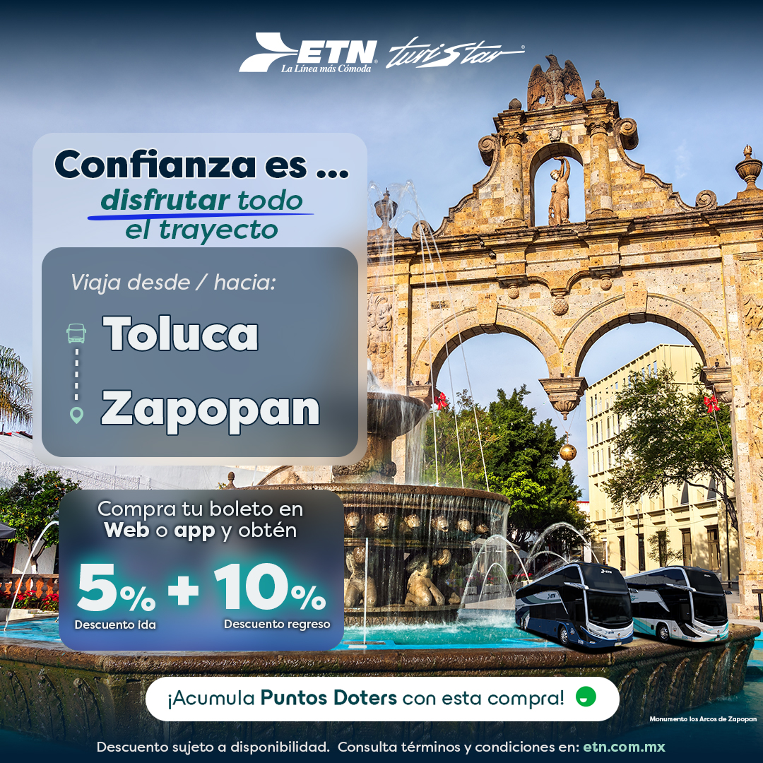 ETNTURISTAR's tweet photo. Viaja de Toluca a Zapopan con el confort que mereces 🚌✨
Haz de la ida parte de la experiencia y llega listo para disfrutar 💙

Compra en línea 👉 https://t.co/7lR6sXp2Cu https://t.co/MdXTSUUXwm
