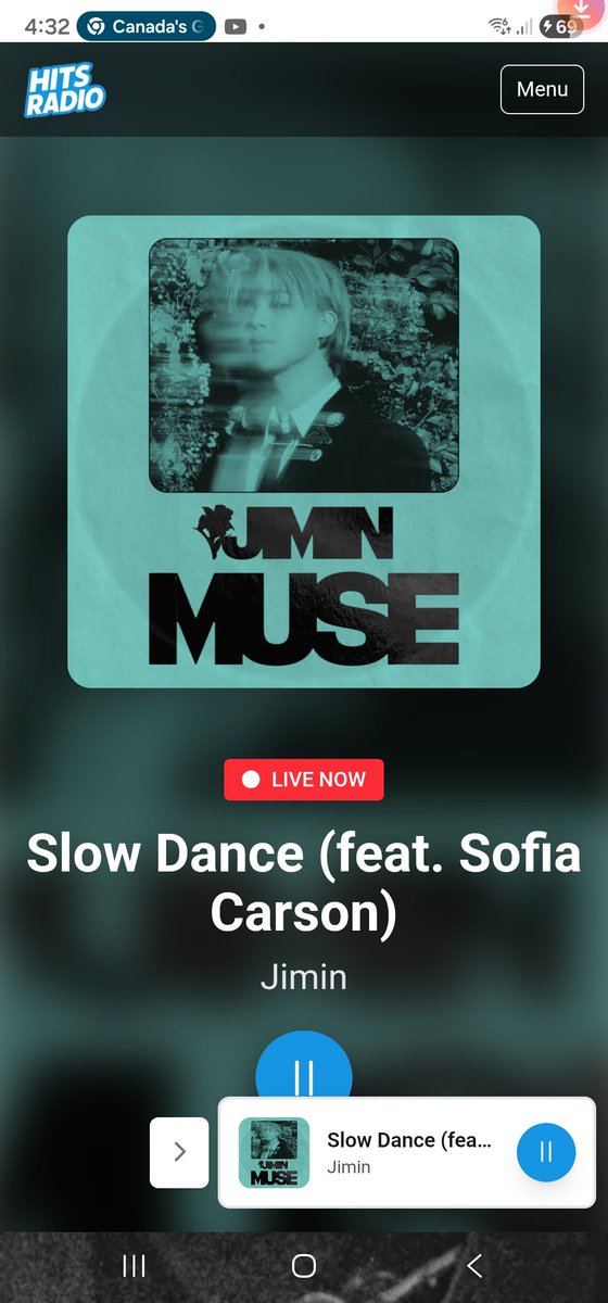 azkenalva's tweet photo. It's been a while since I heard the elegant #SlowDance by #Jimin and #SofiaCarson on #GlobalPopFrenzy.
Thanks to the @HitsRadioCanada team for playing it for us today. https://t.co/y5yD2oNgcT