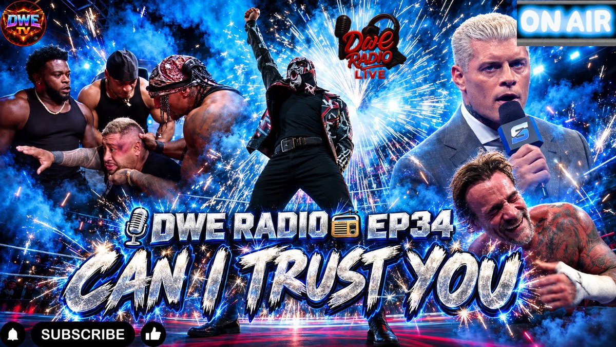 DWETelevision's tweet photo. 🎙️DWE RADIO📻 EP34 Can I trust you Powered BY @DWETelevision 📺
🔴 Roxanne Perez is headed to Money in the Bank!💰
🔴 946 Kapnap Solo 💀💀💀
🔴IS PENTA getting a big push after his Roman match? 
🔴 Are we getting Stephanie Vaquer vs Liv Vs Becky ?
🔴Jevon and Oba are teaming up against the Vision. 
🔵 Trick Williams retains the WWE United States Championship. What’s next for him? 
🔵KO is with Randy. 
🔵 Cody Rhodes is finally heel. 
🔵 Randy’s interview 🔥
🔵Lash is in the Money in the Bank! Ladder match. 
Click link set your reminder 

https://t.co/PVlxHOqKHX

#DWETV
#DWETELEVISION 
#WWE
#wrestleUNIVERSE 
#wrestling 
#SmackDown 
#dwewelead
#wwesmackdown
#WWERaw
#Bloodline 
#raw
#rawonnetflix 
#WWE2K25 #WWERAW  #RawonNetflix #RAW #WWENXT  #WrestlingCommunity #Wrestling #sport #sports #fun #wweonnetflix #WrestlingContent
#WrestlingCreator