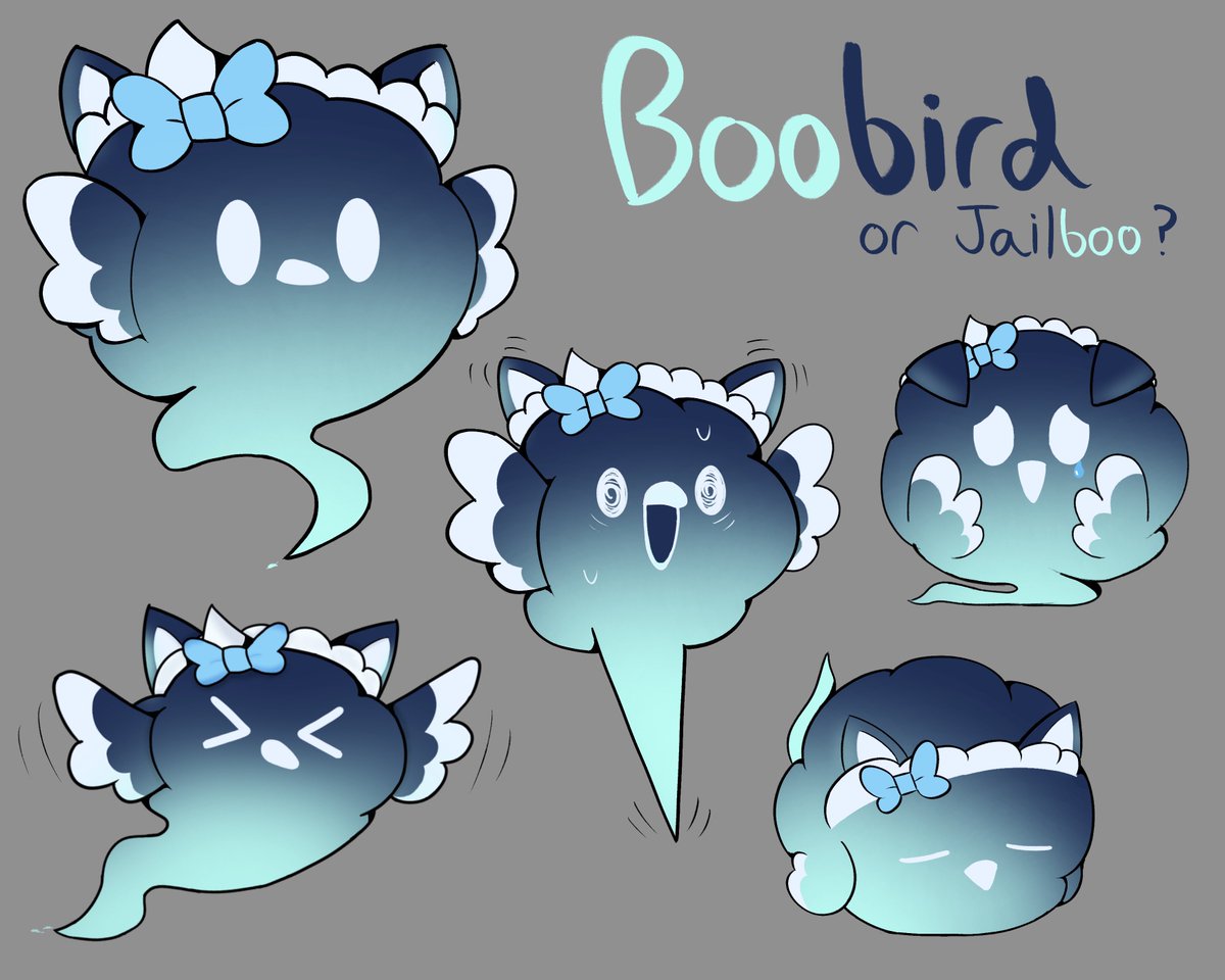 TopMr_M's tweet photo. A sort of ref sheet for my for this little jailbird &amp; aiboo fusion. Do you think they look more like a jailboo or a Boo-bird? You’re welcome to draw them if you’d like to! 
#Fantography #RavenCrafts https://t.co/CinpqXvgiz