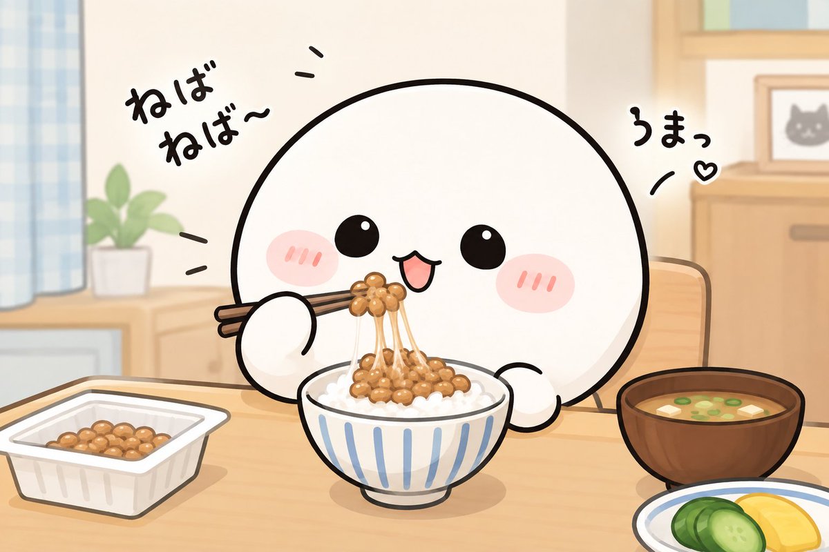 wkeiws's tweet photo. みんな～大変もち!
この山わさび納豆美味しくぎて毎日食べてて、おすすめもちー！
納豆は混ぜれば混ぜるほどおいしいもち〜😋✨
気づいたらごはんがなくなってるもち🍚💨
 #もちまるくん #もちもち餅丸くん #納豆 #納豆ごはん #朝ごはん #飯テロ #食いしん坊 #ゆるキャラ #イラスト #ほっこり https://t.co/0RtFBNPCXk