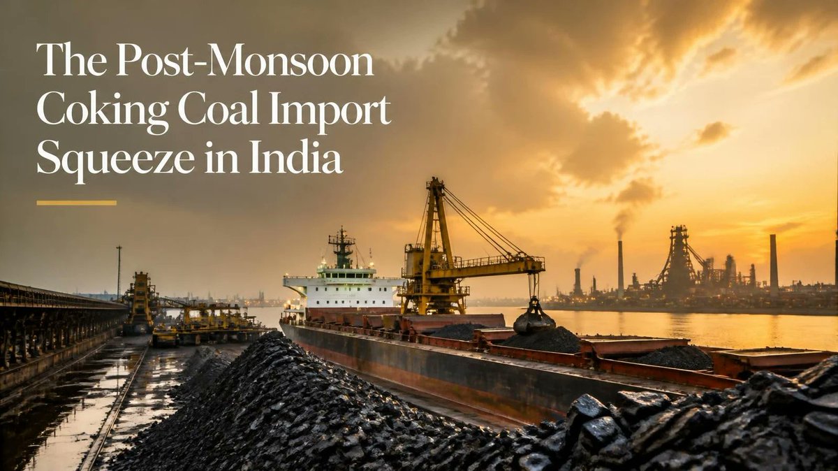 sri795500's tweet photo. The Post-Monsoon Coking Coal Import Squeeze in India https://t.co/y8ZWBY2Too 

#CokingCoal #MetallurgicalCoal #IndiaSteel #CoalMarkets #SeaborneCoal #CommodityTrading #SteelIndustry #EnergyMarkets #CoalEquities #PostMonsoonSqueeze https://t.co/9iASBTgtbL