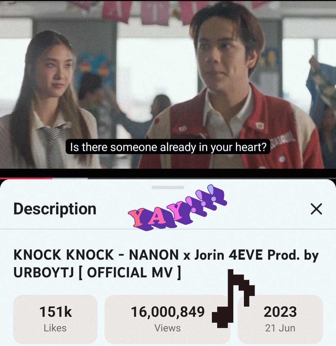 Yim__Smile's tweet photo. Yay! 16 Mil Views On YouTube 🎉

KNOCK KNOCK ✊️
NANON x Jorin 4EVE 

#KnockKnockNNNxJORIN
#mynameisnanon #Jorin4EVE
@RiserMusic https://t.co/eRTiiRY1o0