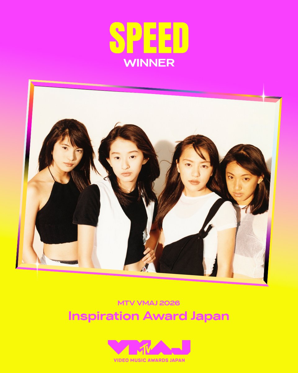 MTV_JAPAN's tweet photo. ／
#VMAJ2026 WINNER🏆
＼
 
SPEEDが「Inspiration Award Japan」を受賞！
 
詳細はこちら👇
https://t.co/e1c6Xaia93
 
@speed_30th #SPEED https://t.co/LDD1HlDlRv