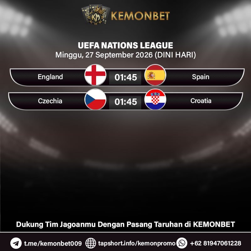 KemonBet88's tweet photo. 🔥 KEMONBET MATCH DAYS 🔥

SPORTS:
- ASEAN FIFA Cup
- Asian Games U23
- UEFA Nations League
Sabtu, 26 September 2026 - Minggu, 27 September 2026 (DINI HARI)

CATAT TANGGALNYA DAN DUKUNG TIM TERBAIK KALIAN DENGAN LINK DI PROFILE BIO https://t.co/3SBuT3DQAQ