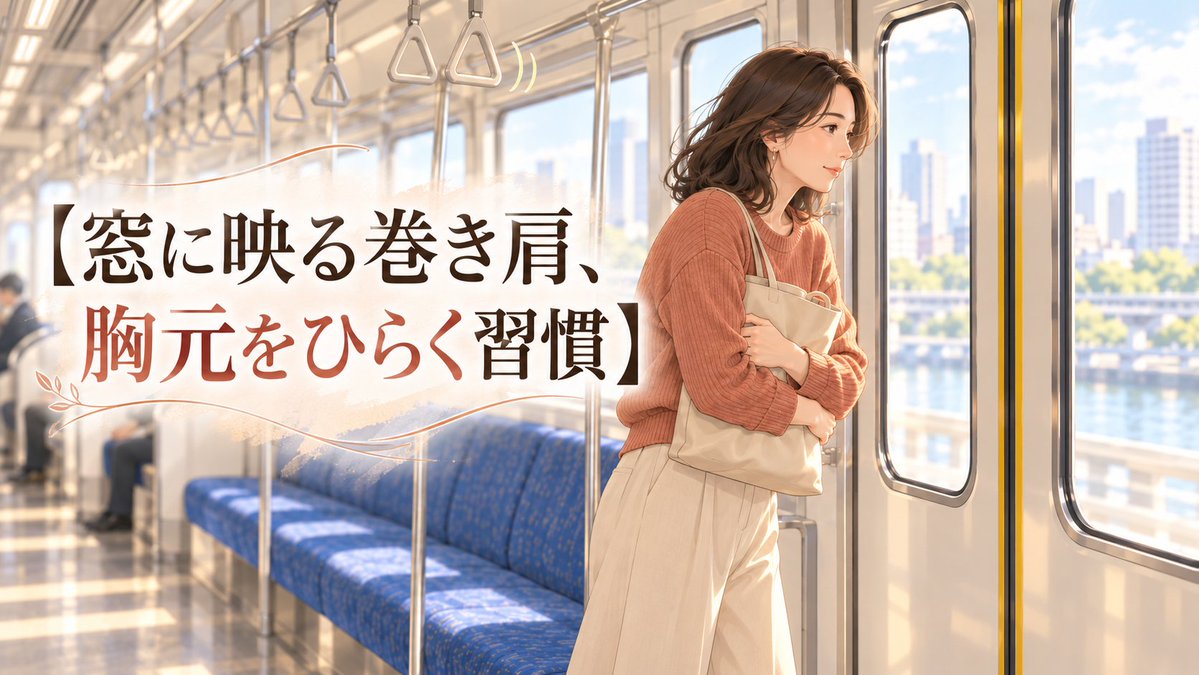 osamu6868's tweet photo. 電車の窓に映る肩、内側に丸まっていませんか。
胸の前が縮こまるのは、肋骨の広がりが小さいサインかも。

・四つ這いで片腕を反対の腕���下へ通す左右5回
・座って机に手を置き、お尻を引いて脇を伸ばす20秒×2
・立って腕を小さく振り、力みをチェック
痛みが出たら中止を。
#中村公園 #肩こり https://t.co/HvODaZ5I6M