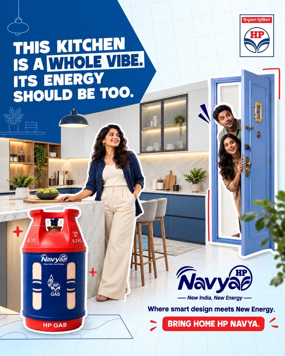 Its_Safdar's tweet photo. Your kitchen is a whole VIBE! ✨💙
So why settle for ordinary energy?
Meet HP Navya – where smart design meets New Energy! 🔥
A lighter, smarter &amp; stylish addition to your modern kitchen.
🚪 Open the door to a whole new LPG experience!
Bring Home HP Navya. ❤️💙
#HPNavya #NewIndia https://t.co/yz7qtmfF6G