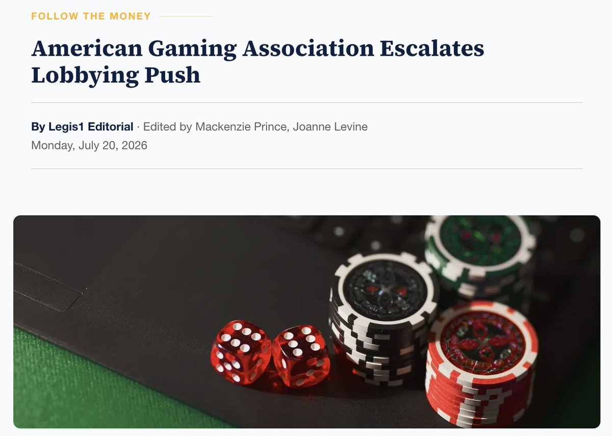 CasinosTracker's tweet photo. The American Gaming Association reported spending $660,000 on in-house lobbying-related expenses in its second-quarter 2026 disclosure, filed July 16. https://t.co/GPAIW08ZTC