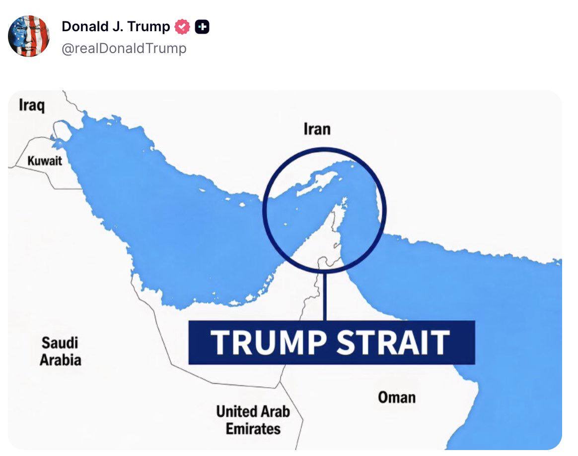 ShaykhSulaiman's tweet photo. TRUMP POSTED ON TRUTH SOCIAL

This only exists in his imagination. Iran continues to strike vessels in the Strait of Hormuz and the U.S blockade has retreated further away. https://t.co/kUBlHz2q3M