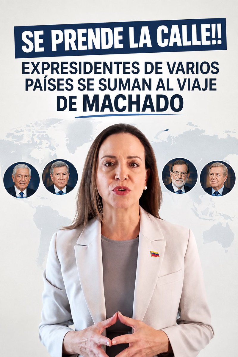 ParecenNoticias's tweet photo. SE PRENDE LA CALLE!! EXPRESIDENTES DE VARIOS PAÍSES SE SUMAN AL VIAJE DE MACHADO https://t.co/06BgIZpVpy
