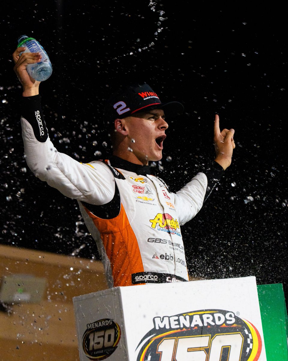 kansasspeedway's tweet photo. LAST LAP PASS🤯

Carson Brown wins the ARCA season finale!💙

#Menards150 https://t.co/Wm61oTC4mt