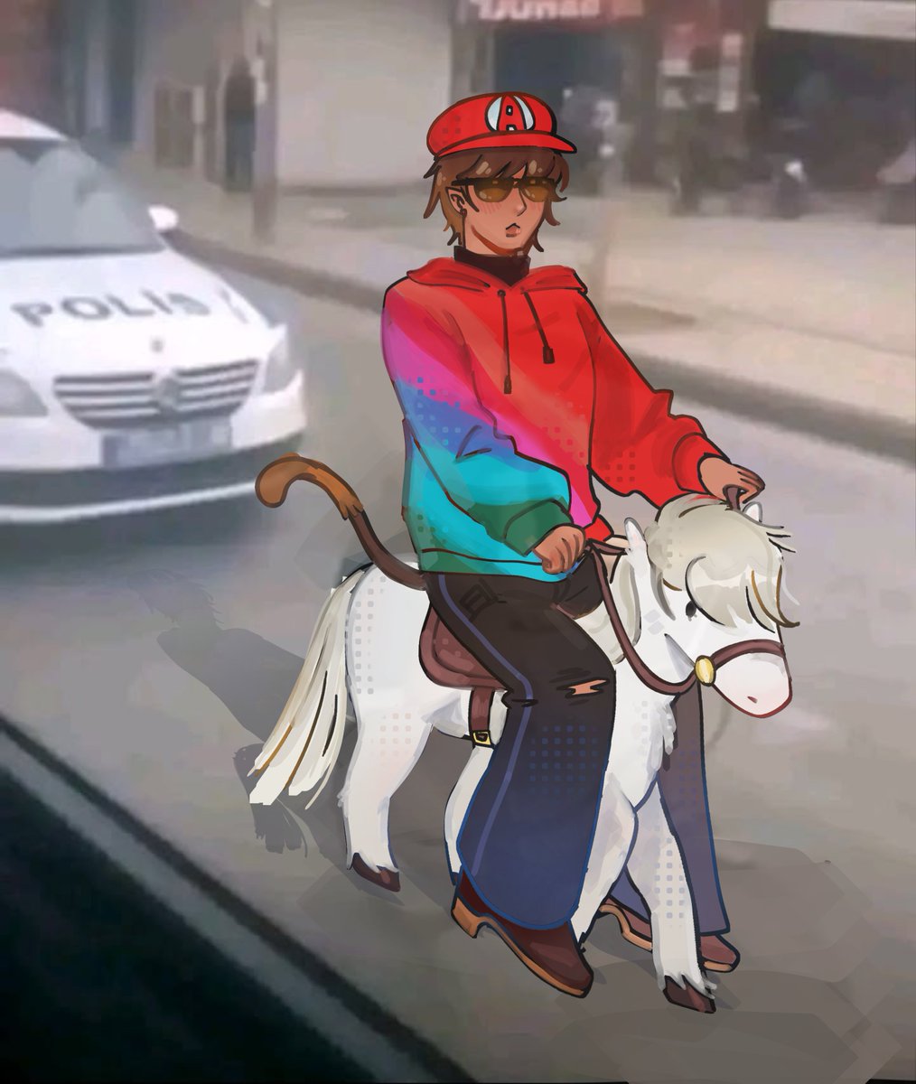 S0op_Mmmm's tweet photo. Un día andas tranquilo en un caballito y al otro tienes que escapar de satanás #aldofanart https://t.co/A7DKcgGspa
