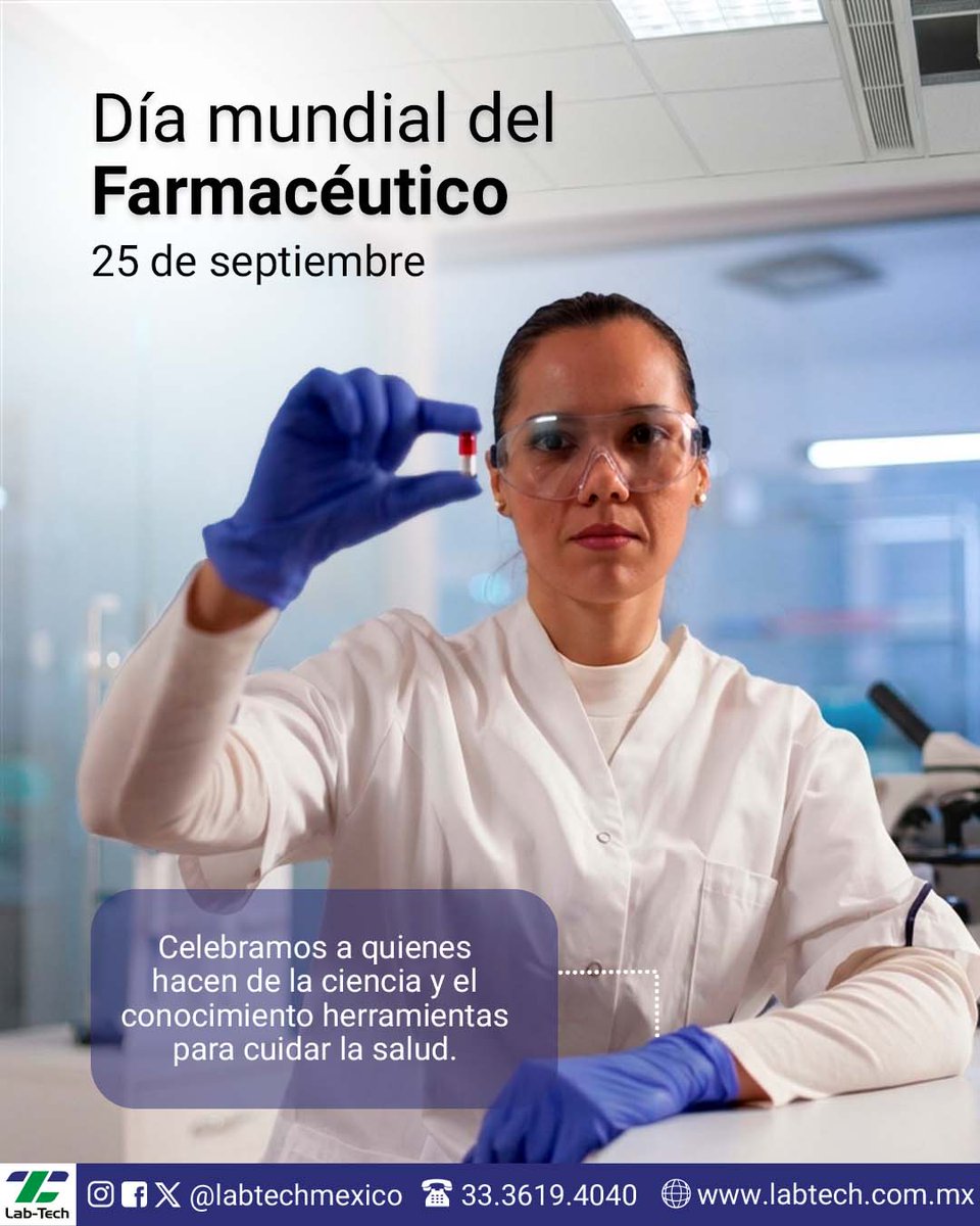 LabTechMexico's tweet photo. 💊 En el Día Mundial del Farmacéutico, reconocemos a quienes, con conocimiento y precisión, contribuyen desde la ciencia al cuidado de la salud.

#DíaMundialDelFarmacéutico #Farmacéuticos #Ciencia https://t.co/otMcW1DfgC