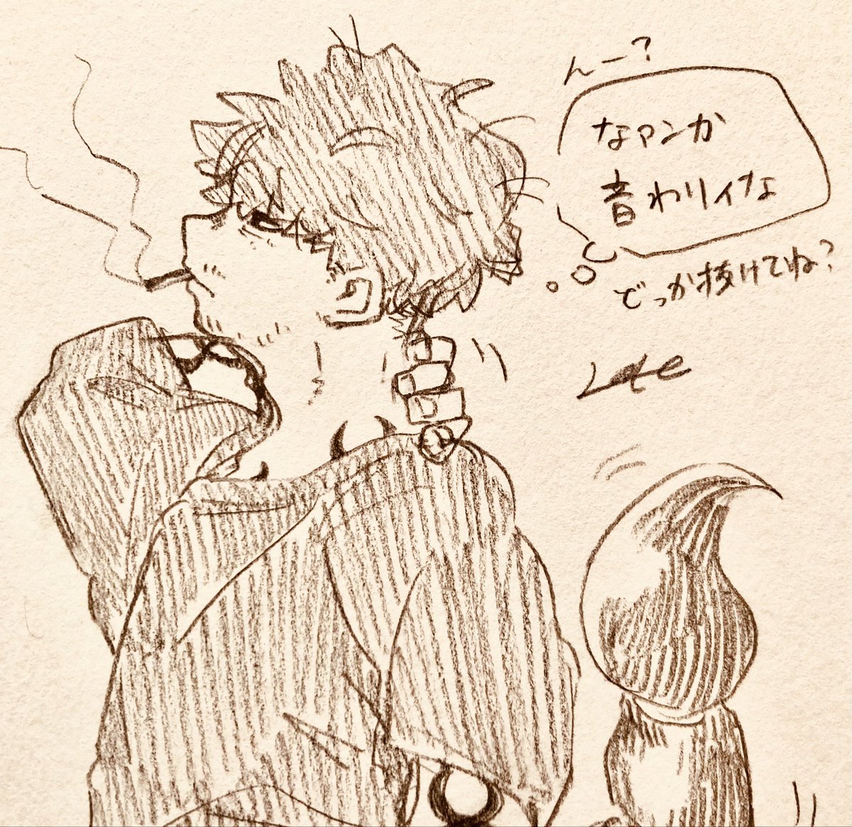 kaijyu_human's tweet photo. @pikopiko363 ｳﾜｧｱｱｱありがた嬉しいお言葉ありがとうございます🥰🙏✨実はどっちも同一人物なんです！せっかくなので布教しますね😋

この方は私のオリキャラで、茶黒謙二(さぐろけんじ)って方です！サソリの尻尾が生えてます🦂
ライブハウスの照明さんで、若い時に小春さんって方とお付き合いしてました😚🕊️ https://t.co/YLBxht0cYF