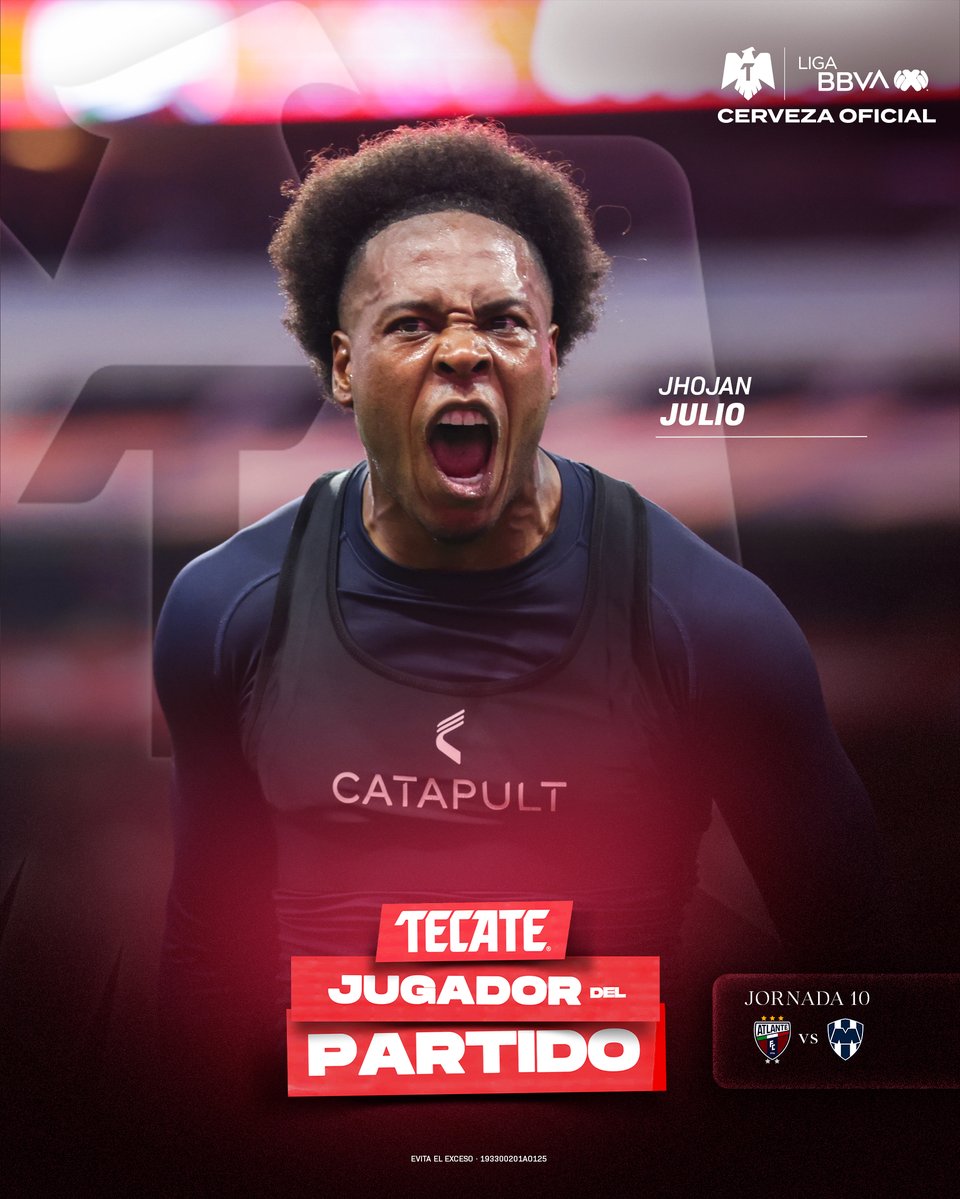 LigaBBVAMX's tweet photo. ¡Un verdadero Potro dentro del campo! 🔥
Esta noche Jhojan Julio llega a casa con gol, asistencia y siendo el #TecateJugadorDelPartido. 👊🏻🤩
@CervezaTecate #TecatePorTi #ATLMTY #J10 #AP26 https://t.co/Vo9quqHBUo