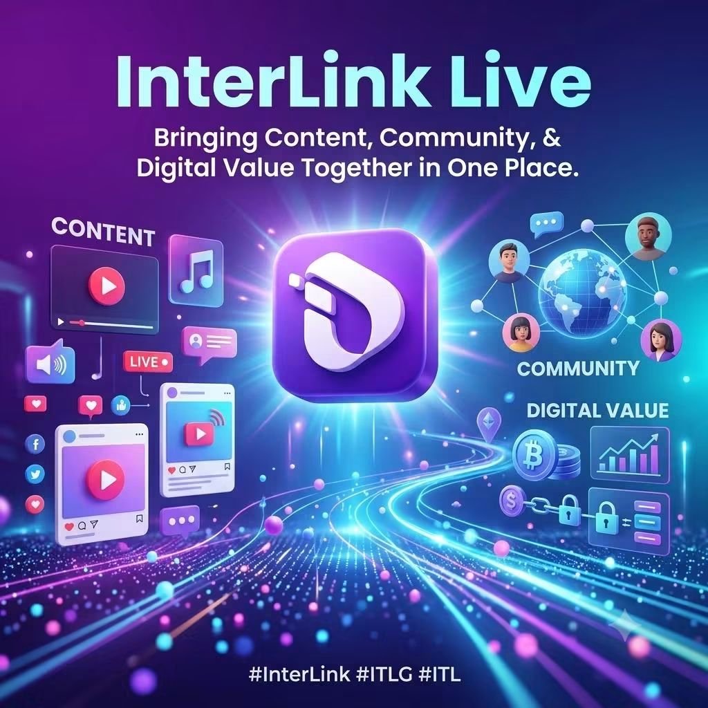 DAKSHAYAc3z's tweet photo. InterLink Live is bringing Content, Community, and Digital Value together in one unified ecosystem! 🚀
Explore the future of digital connection with #InterLink #ITLG #ITL https://t.co/qzzzPCYezD