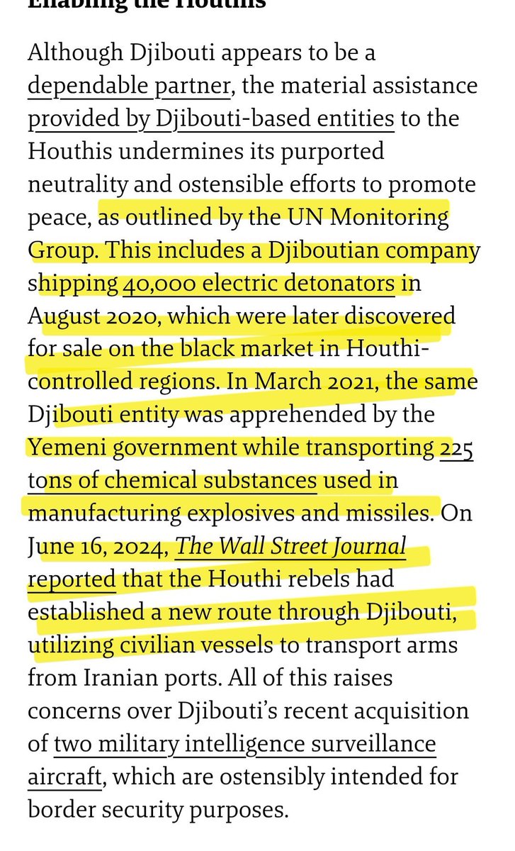 GuledWiliq's tweet photo. BIG NEWS: U.S. Congress targets the Iran–Houthi smuggling network in the Horn: Djibouti is finally under the microscope
#Thread 
1/3-Nearly two years after I became the first scholar to expose Djibouti’s role in the Iran–Houthi smuggling, illicit finance, and money-laundering network, something remarkable is happening in Washington. A pending Senate NDAA amendment would direct State to investigate Houthi smuggling networks in Djibouti and across the Horn of Africa.

In 2024, writing at the Middle East Institute, I warned that Djibouti was not merely a military-base hub sitting safely beside the Red Sea crisis. Its ports, financial channels, and strategic geography were becoming part of a much darker Iran–Houthi illicit network.