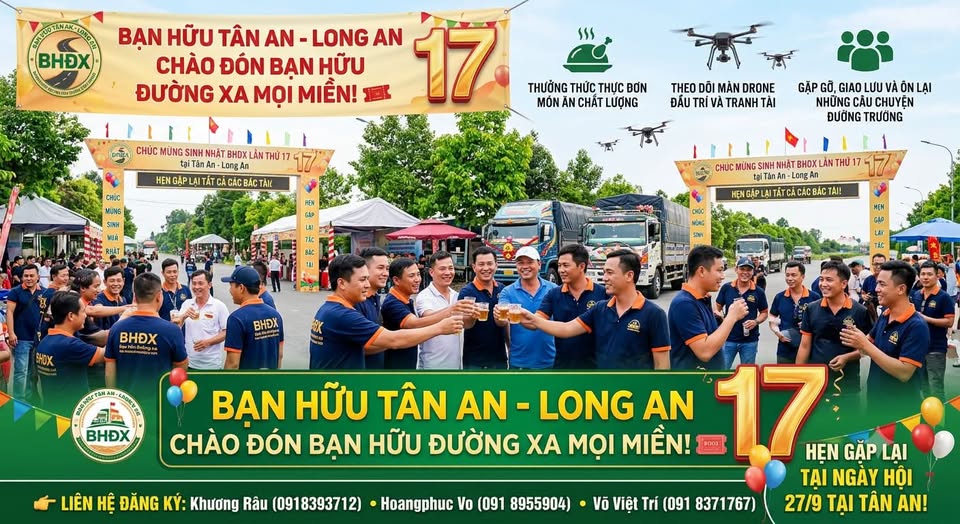 esa572012's tweet photo. BTC sinh nhật BHĐX lần thứ 17 tại Tân An, Long An đang hào hứng chào đón Bạn Hữu Đường Xa khắp mọi miền về tụ họp. Anh em sẽ được thưởng thức thực đơn do nhà hàng chuẩn bị và chiêm ngưỡng màn đấu kỹ thuật drone từ 511 Team. https://t.co/9kOEXjxI6I