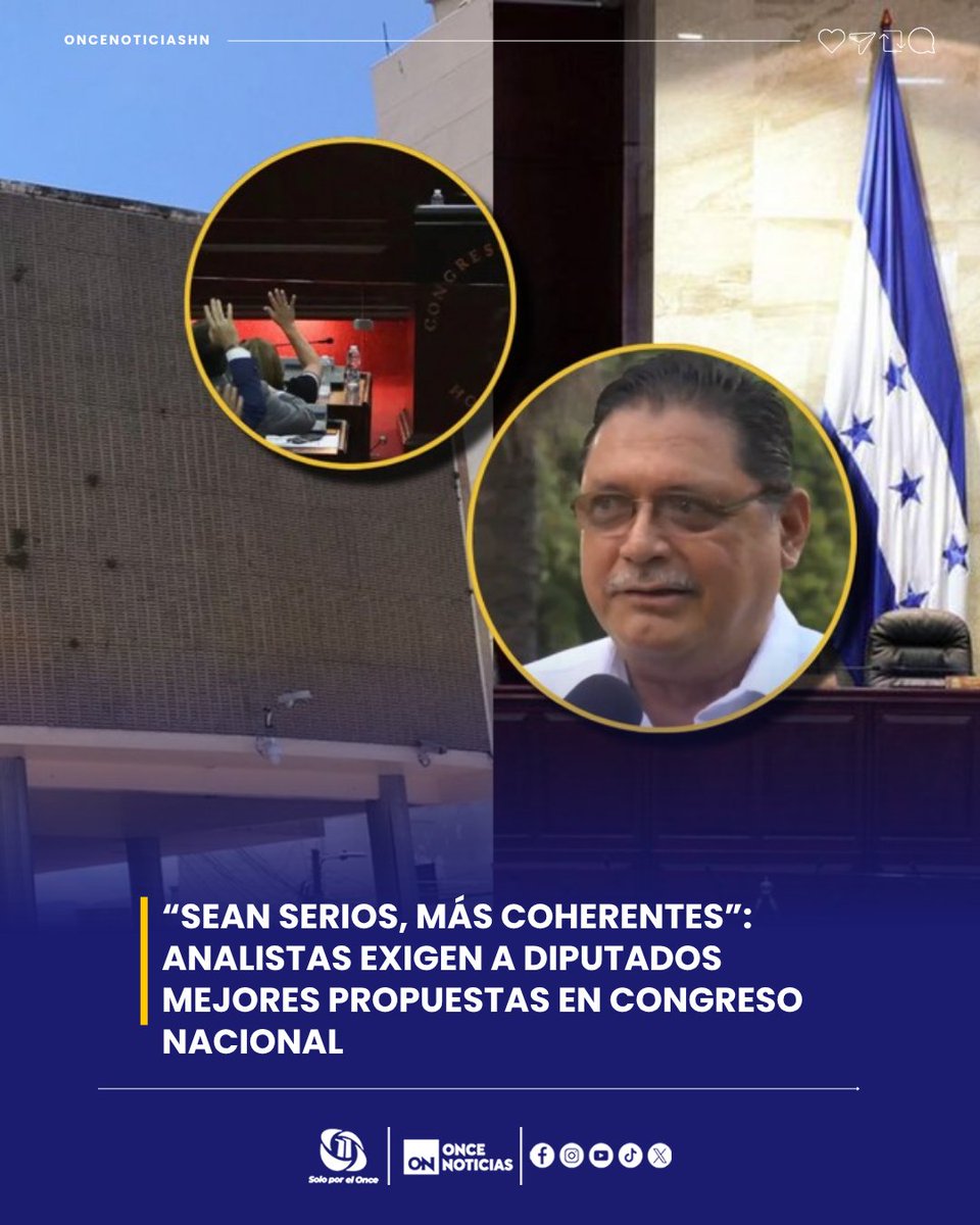canal11hn's tweet photo. 😳Analistas hacen un llamado a los diputados a concentrar sus esfuerzos en propuestas que respondan a los principales problemas de la población hondureña y dejar de lado las iniciativas que consideran “irrelevantes”. 👉 https://t.co/mkOMIryZNf

#CongresoNacional #Propuestas #Honduras