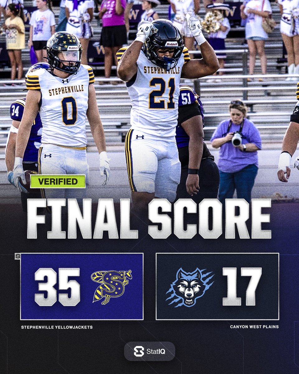 usestatiq's tweet photo. STATIQ VERIFIED DUB 🐝

Stephenville rolls West Plains to stay undefeated!

#DataAlwaysWins https://t.co/7kuRMazj8b