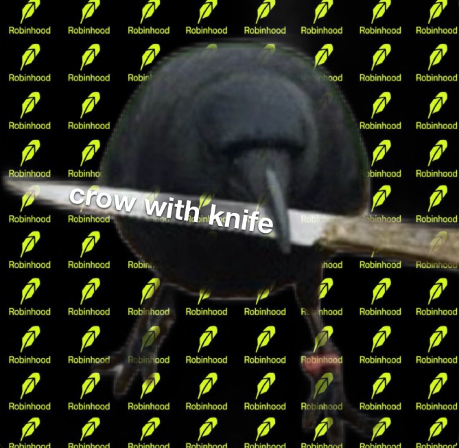 crow_with_knife's tweet photo. @RobinhoodApp crow with knife https://t.co/mTeoph3qvQ