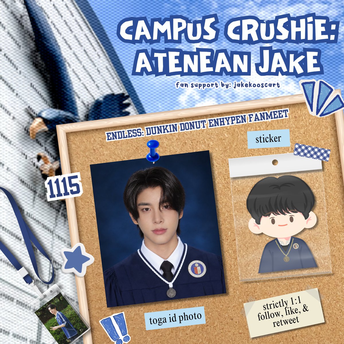 jakekooscart's tweet photo. ˚₊‧꒰ა 𝗬𝗢𝗨𝗥 𝗖𝗔𝗠𝗣𝗨𝗦 𝗖𝗥𝗨𝗦𝗛𝗜𝗘 𝗝𝗔𝗞𝗘 ໒꒱ ‧₊˚
atenean edition 💙🦅
↳ fan support by: @jakekooscart

♡ mbf, like &amp; retweet
♡ strictly 1:1
♡ open for on-the-spot trades

get a copy of atenean jake's toga photo 🎓

#DunkinPH_ENDLESS #ENDLESSFunMeet #ENHYPEN https://t.co/fkwjhwAVCi