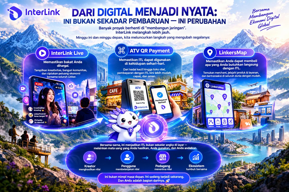 Andre_InterLink's tweet photo. 💎 DARI DIGITAL MENJADI NYATA: INI BUKAN SEKADAR PEMBARUAN — INI PERUBAHAN
Minggu ini dan minggu depan, kita meluncurkan langkah yang mengubah segalanya:
- InterLink Live
- ATV QR Payment
- LinkersMap
#InterLlink #ITLG #ITL https://t.co/LFFLT1yUIu