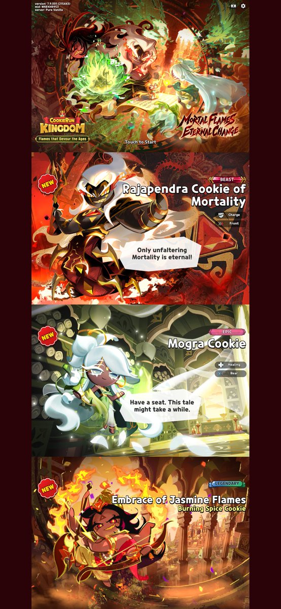oktaviandputera's tweet photo. Cookie Run:Kingdom - Flames that Devour The Ages
“Mortal Flames, Eternal Change”
“Rajapendra Cookie of Mortality” pity 139
“Mogra Cookie” pity 15
“Embrace of Jasmine Flames” Chance Upgrade lvl.6
Alhamdulillah nyentuh Grandmaster 3, panen reward!
#F2PBTW https://t.co/X2i7CzUaLf