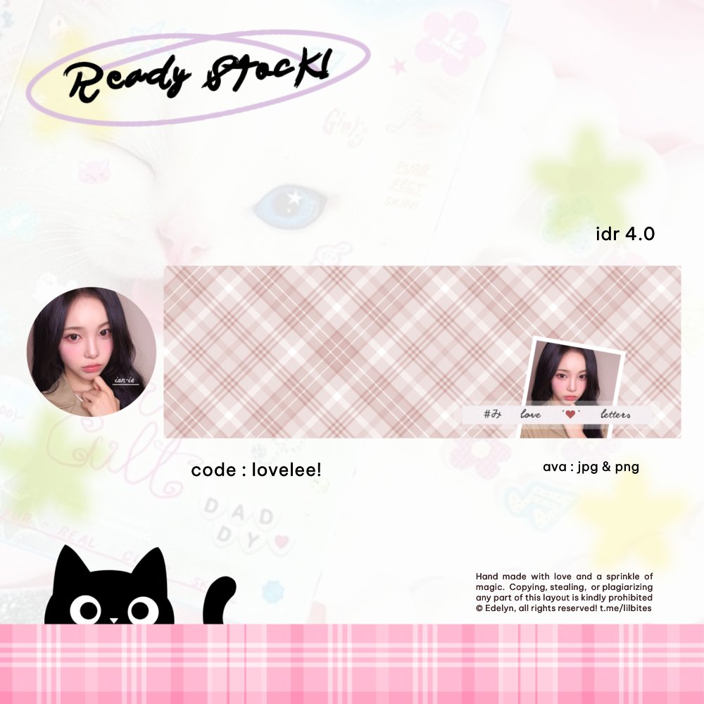 shicsia's tweet photo. Help repost please? .. thank you! 🍎💨

Edelyn bawa 4 layout simple ready stock { karina, ian, wonyoung } dengan harga https://t.co/BpibUHaz3z,-
🎀  Dapat 2 ava, png dan jpg ya!

Bisa ketuk DM atau Tele-ku jika berminat <33

#zonauang https://t.co/rqfKqp1unm