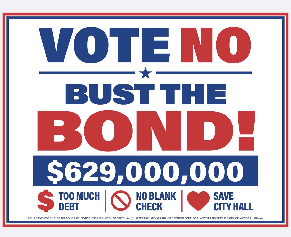 BustTheBond's tweet photo. YARD SIGNS are in! Sign up on the website to have one delivered to you. If you want to help distribute yard signs, let us know! https://t.co/b9WwfyZmA2