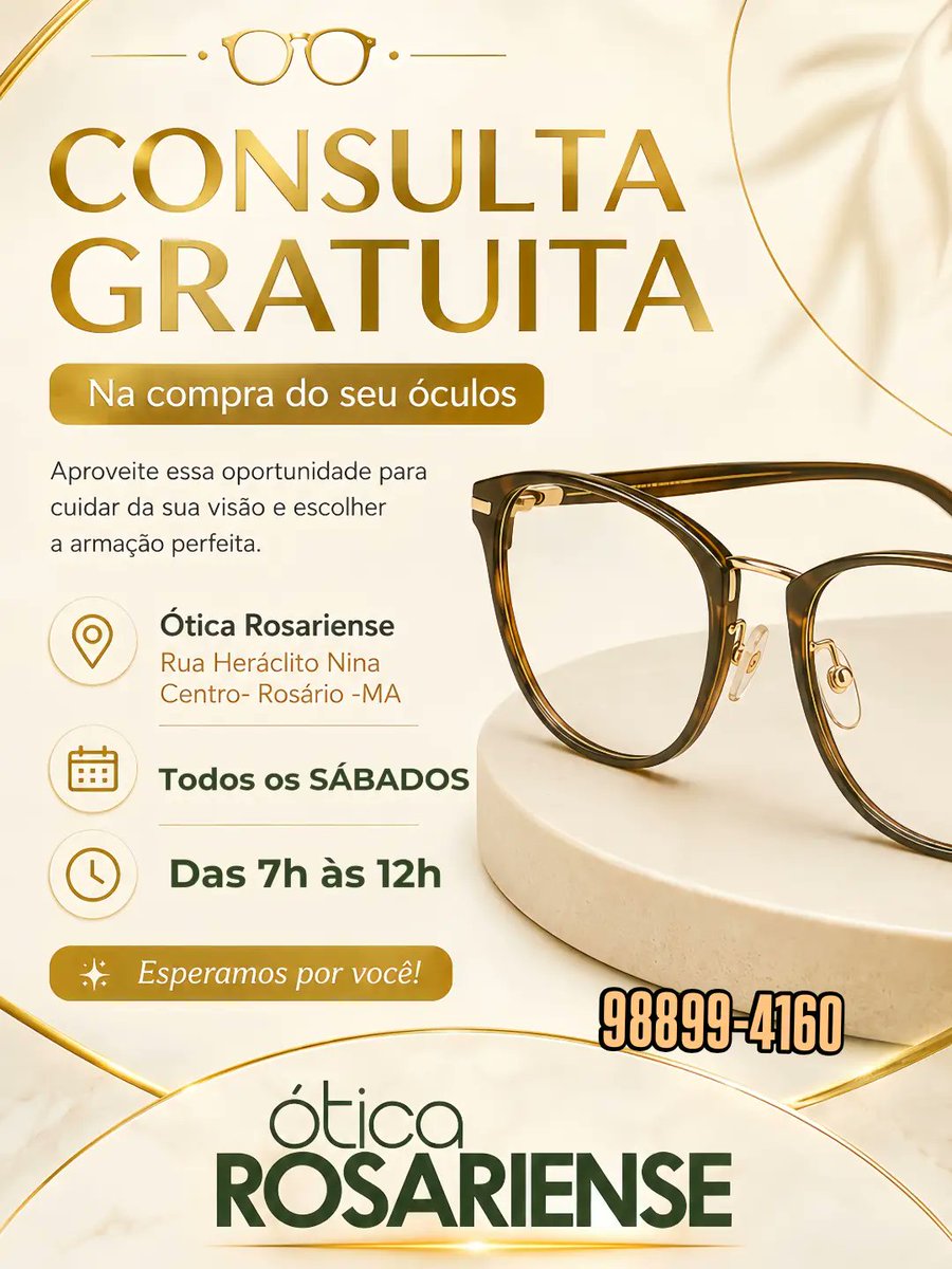 MinervaNorrei's tweet photo. Your vision deserves this care! At Ótica Rosariense, your eye exam is FREE when you purchase your glasses. Take care of your eye health and choose the perfect frames with comfort, quality, and style. Every Saturday, 7 AM��12 PM. Schedule your https://t.co/D4uIUZceo2