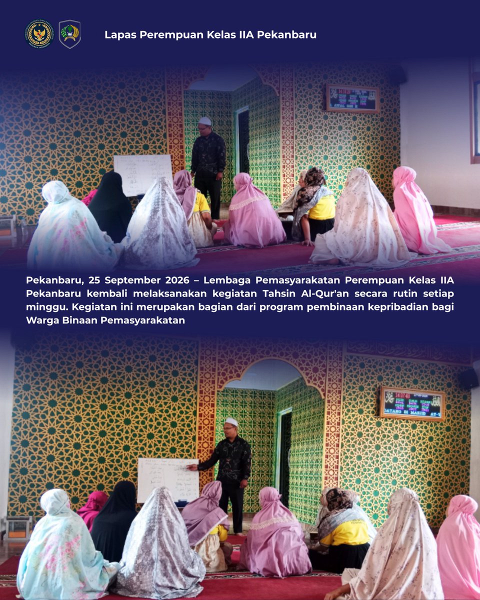 LppPku's tweet photo. Laksanakan Pembinaan, Lapas Perempuan Pekanbaru Gelar Kegiatan Tahsin Mingguan ✨ https://t.co/1kiCdx3zIk