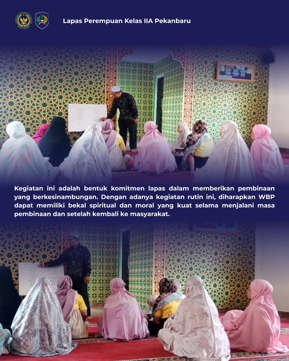 LppPku's tweet photo. Laksanakan Pembinaan, Lapas Perempuan Pekanbaru Gelar Kegiatan Tahsin Mingguan ✨ https://t.co/1kiCdx3zIk