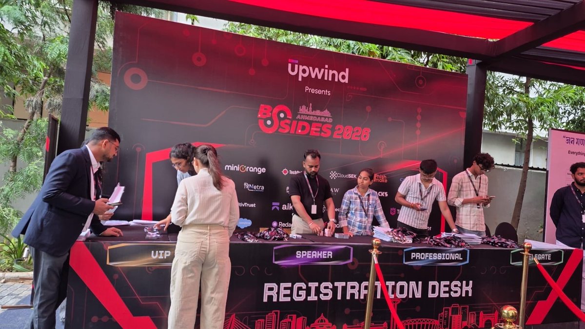 bsidesahmedabad's tweet photo. 🔥 The wait is over! 🔥

The BSides Ahmedabad team is all set to welcome YOU! 🚀🛡️

Registration desks are ready, the team is geared up, and the energy is already 🔥🔥

🎟️ Your BSides Ahmedabad 2026 experience starts NOW!
Get ready for two action-packed days of cybersecurity, innovation, knowledge, networking & unforgettable moments!

📍 Hyatt Regency Ahmedabad
💥 Let’s make #BSidesAhmedabad2026 unforgettable!

See you at BSides Ahmedabad! 🚀

#BSidesAhmedabad #BSidesAhmedabad2026 #Cybersecurity #InfoSec #CyberSecurityCommunity #EthicalHacking #CyberConference #Ahmedabad #CybersecurityEvent #InfosecCommunity #HackingCommunity #TechCommunity
