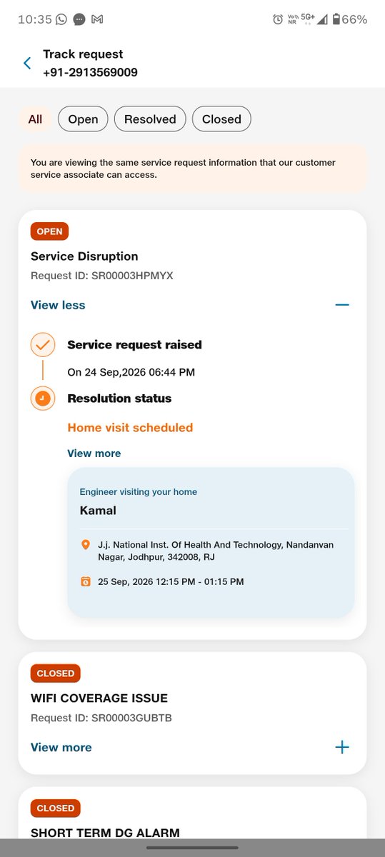 mukeshgaur_1980's tweet photo. Still no solution.... Complaint on sep 24 and still showing may visit on sep 26. @JioCare @reliancejio
#WorstCustomerService #PatheticService #DisgustingService #NoCustomerCare #ServiceDisaster #IgnoredBySupport #FrustratedCustomer #NotRecommended
#CustomerIgnored #PoorSupport https://t.co/Yd1qxbOxDj