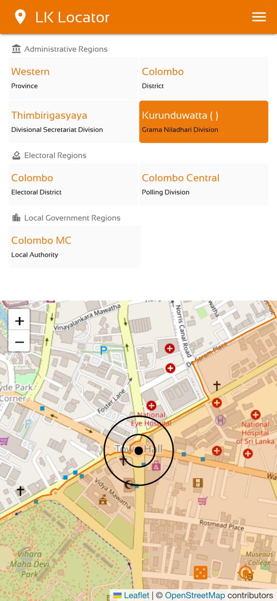 nuuuwan's tweet photo. If you want to find out what Grama Niladhari Division (GND), Divisional Secretariat Division (DSD), Polling Division (PD), Electoral District (ED), Local Authority (LA), District, or Province you belong to, or your house belongs to, or any location in #SriLanka 🇱🇰belongs to, checkout this tool.

https://t.co/5mvvPz1K2v