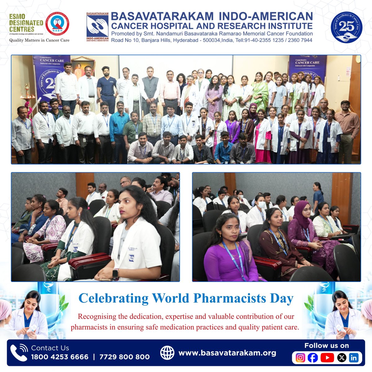 basavatarakam's tweet photo. 💊 Celebrating World Pharmacists Day 2026

The Department of Pharmacy at Basavatarakam Indo-American Cancer Hospital &amp; Research Institute successfully organised an interactive session on “Empowering Pharmacists for a Healthier Tomorrow.” (1/3) https://t.co/CxnmtFJT32