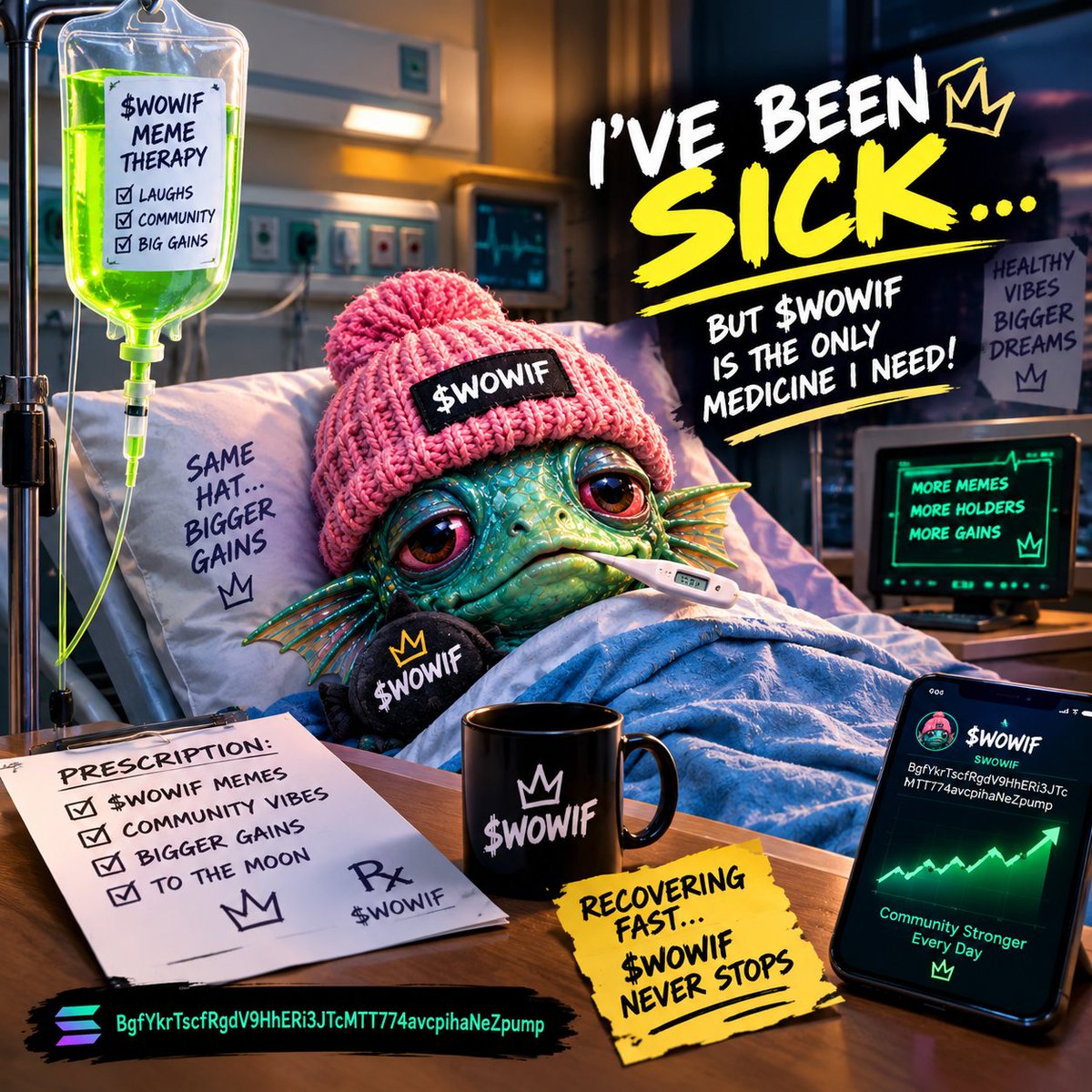 theDanielking's tweet photo. Been sick, but $WOWIF is the only medicine I need. 🐟💊

$WOWIF  Meme therapy that hits different. 
@enhiddsaiagent https://t.co/WZbyoHWcHU