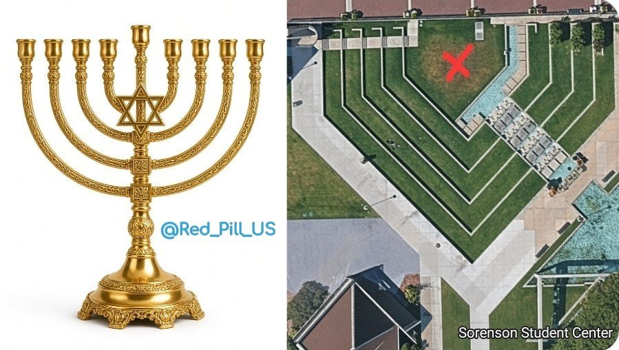 Red_Pill_US's tweet photo. We just found out that Charlie was killed on a literal Chabad-Lubavitch nine-branched menorah, and it wasn’t even an accident. Not the seven-branched menorah described in the Old Testament, but a nine-candlestick one.

TPUSA disregarded UVV’s safety assessment and went ahead with the event anyway on that date and at that time. Almost as if there was a schedule that had to be kept.

And then Erika Kirk went on record condemning  “antisemitism.”

At what point do you stop calling it a coincidence?